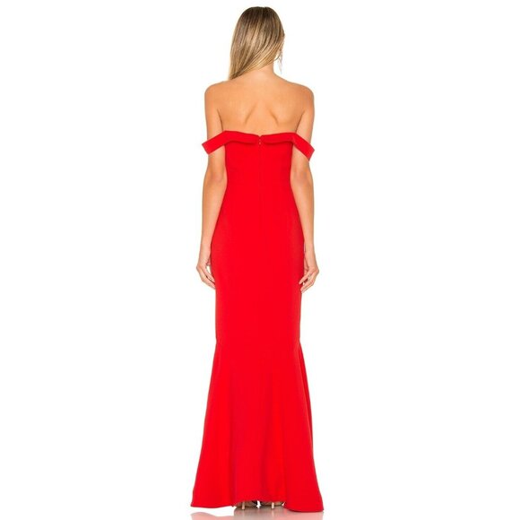 NBD Dress Maracuya Gown Red Maxi Off Shoulder Sweetheart NWT - Picture 3 of 15
